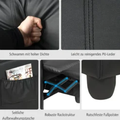 Relaxsessel verstellbar Fernsehsessel TV Sessel Ruhesessel Kunstleder Schwarz