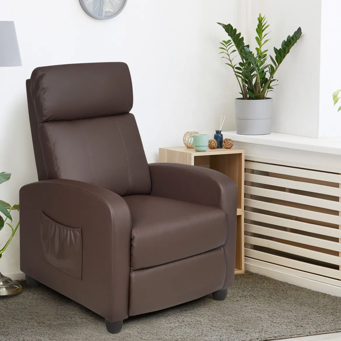 Relaxsessel verstellbar Fernsehsessel TV Sessel Ruhesessel Kunstleder Braun