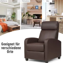 Relaxsessel verstellbar Fernsehsessel TV Sessel Ruhesessel Kunstleder Braun