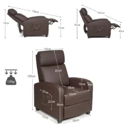 Relaxsessel verstellbar Fernsehsessel TV Sessel Ruhesessel Kunstleder Braun