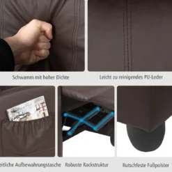 Relaxsessel verstellbar Fernsehsessel TV Sessel Ruhesessel Kunstleder Braun