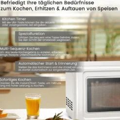 Retro Aufsatzmikrowellenofen mit 5 Mikrowellenleistungsstufen Weiß