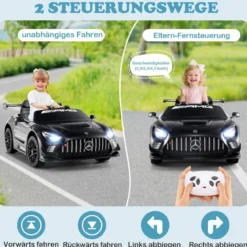 Ride-on-Auto lizenziertes Mercedes-AMG GT3 Kinderauto mit Fernbedienung 3 Geschwindigkeiten Schwarz