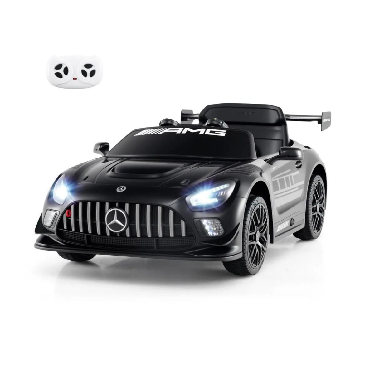 Ride-on-Auto lizenziertes Mercedes-AMG GT3 Kinderauto mit Fernbedienung 3 Geschwindigkeiten Schwarz