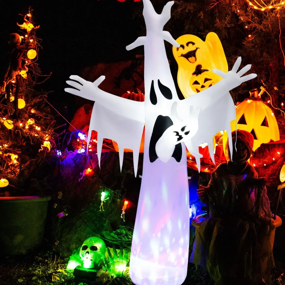 Riesiger Aufblasbarer Halloween-Geist Halloweengespenst mit Eingebauten LED-Leuchten