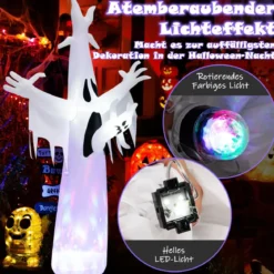 Riesiger Aufblasbarer Halloween-Geist Halloweengespenst mit Eingebauten LED-Leuchten