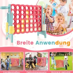 Riesiges 4-Gewinnt-Spiel erweitertes 4-Gewinnt-Spielset mit Basketballkorb und Wurfring Hellblau/Rosa