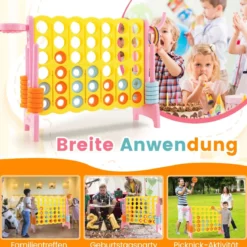 Riesiges 4-Gewinnt-Spiel erweitertes 4-Gewinnt-Spielset mit Basketballkorb und Wurfring Hellblau/Rosa