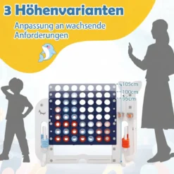 Riesiges 4 Gewinnt Spiel im Wal-Design Höhenverstellbares Kinderspielzeug mit 42 Jumbo-Ringen Dunkelblau