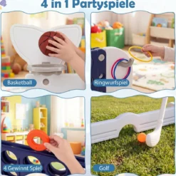 Riesiges 4 Gewinnt Spiel im Wal-Design Höhenverstellbares Kinderspielzeug mit 42 Jumbo-Ringen Dunkelblau