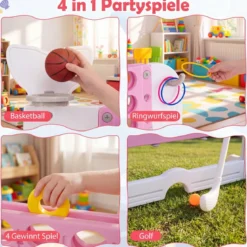 Riesiges 4 Gewinnt Spiel im Wal-Design Höhenverstellbares Kinderspielzeug mit 42 Jumbo-Ringen Rosa