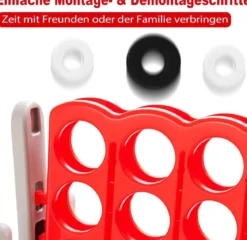Riesiges 4 Gewinnt Spiel mit 42 Ringen & Schnellspannhebel für 2 Spieler Strategiespiel Rot