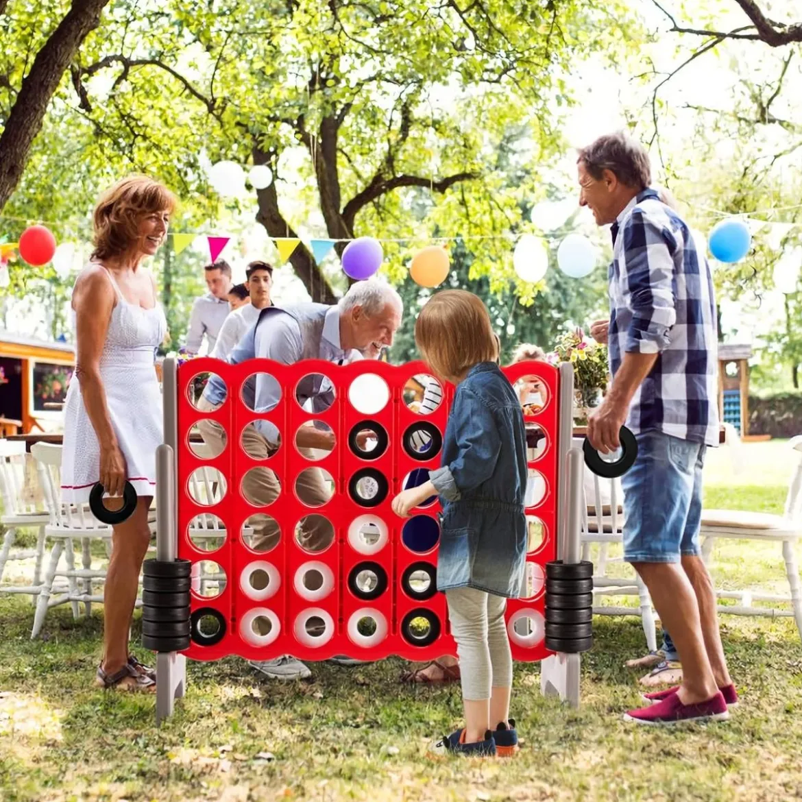 Riesiges 4 Gewinnt Spiel mit 42 Ringen & Schnellspannhebel für 2 Spieler Strategiespiel Rot