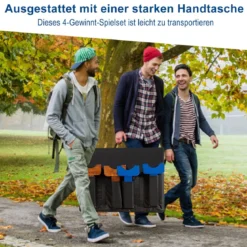 Riesiges 4 Gewinnt Spielset Holzrahmen inkl. 42 Jumbo Ringen & Schieberegler Weiß + Blau