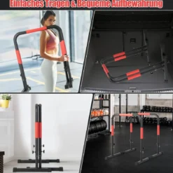 Robuste Dip-Stationen aus Stahl mit 3-stufig Verstellbarer Höhe & 2 Sicherheitsverbinder Schwarz