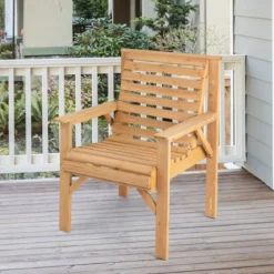 Robuster Tannenholzstuhl für den Außenbereich Terrassenstuhl für Garten 67 x 66 x 90 cm Natur