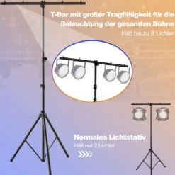 Robustes DJ-Lichtstativ aus Metall mit einstellbarer Höhe einziehbaren T-Stangen Stativständern Schwarz