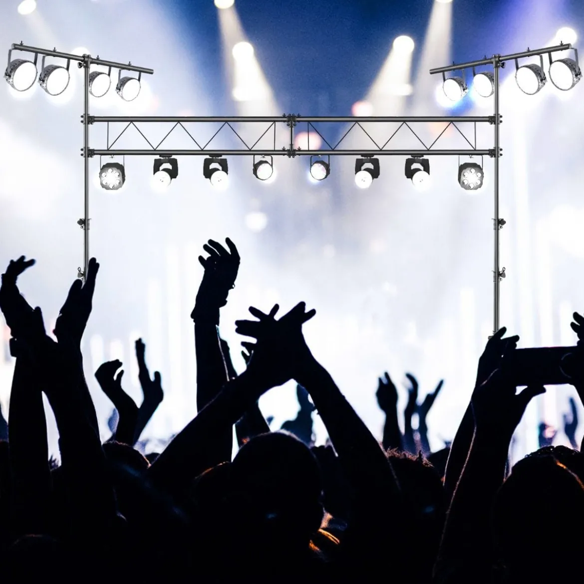Robustes DJ-Lichtstativ aus Metall mit einstellbarer Höhe einziehbaren T-Stangen Stativständern Schwarz