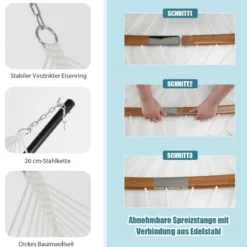 Robuste Tragbare Outdoor Hängematte mit abnehmbarem Kissen für den Innen- und Außenbereich Blau