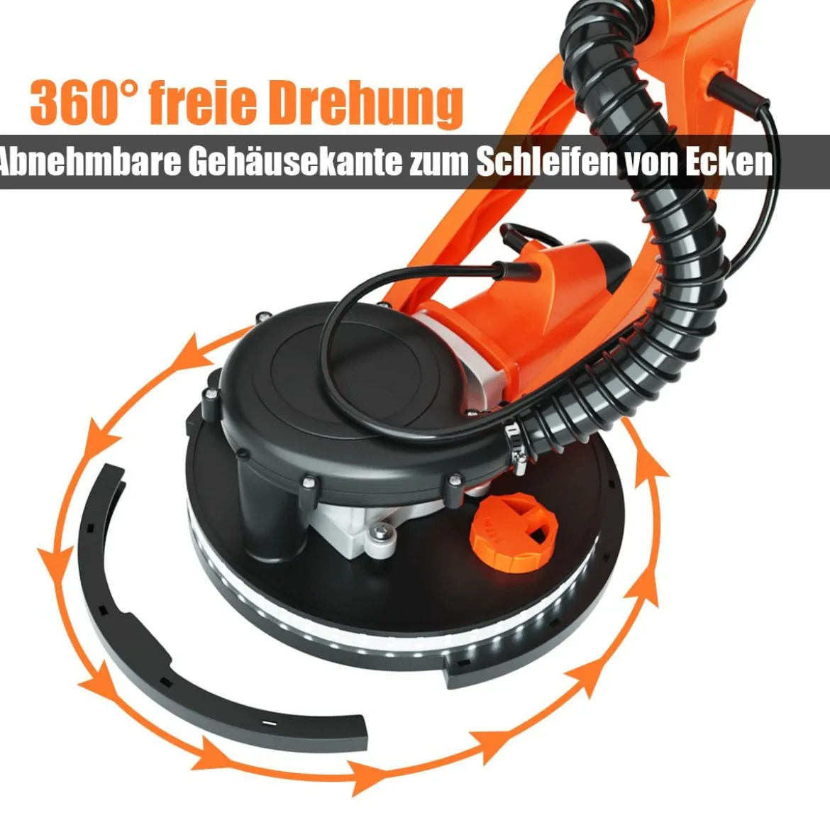 rockenbauschleifer Deckenschleifer Staubsammelsystem Wandschleifmaschine 750W / 800-1750 U/min / Ø225 mm