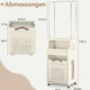 Rollbarer Wäschekorb mit Kleiderbügel mehrschichtiger faltbarer Kunststoff-Wäschebehälter Beige