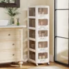 Rollcontainer mit 5 Schubladen Kunststoff Aufbewahrungswagen mit PU-Rollen 42 x 28 x 112,5 cm Weiß