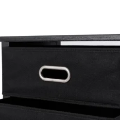 Rollcontainer Mobiler-Aktenschrank mit 4 Herausnehmbaren Stoffschubladen 43 × 28 × 68,5 cm Schwarz