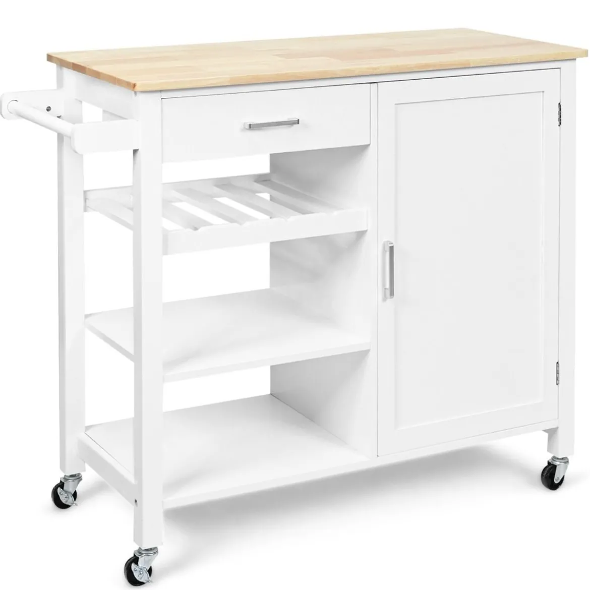 Rollender Küchenwagen Mobile Kücheninsel mit Schublade 100 x 48 x 90 cm Weiß