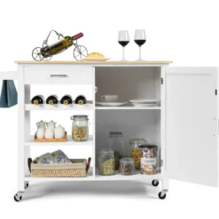 Rollender Küchenwagen Mobile Kücheninsel mit Schublade 100 x 48 x 90 cm Weiß