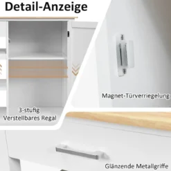 Rollender Küchenwagen Mobile Kücheninsel mit Schublade 100 x 48 x 90 cm Weiß