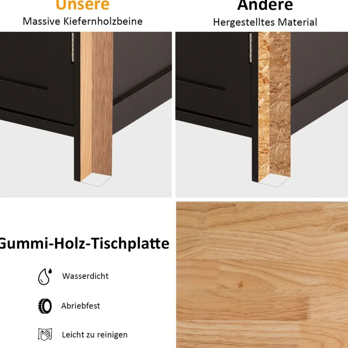 Rollender Küchenwagen Mobile Kücheninsel mit Schublade 100 x 48 x 90 cm Braun