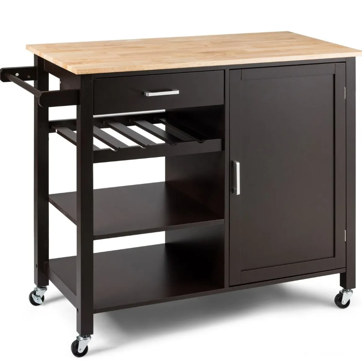 Rollender Küchenwagen Mobile Kücheninsel mit Schublade 100 x 48 x 90 cm Braun
