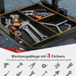 Rollender Werkstatthocker mit Werkzeugablage 150 kg Tragfähigkeit