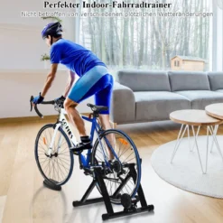 Rollentrainer klappbar Cycletrainer aus Stahl Fahrradtrainer Schnellspannhebel und Double-Locking-System Schwarz