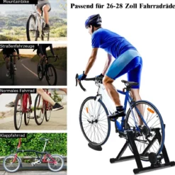 Rollentrainer klappbar Cycletrainer aus Stahl Fahrradtrainer Schnellspannhebel und Double-Locking-System Schwarz