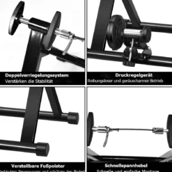 Rollentrainer klappbar Cycletrainer aus Stahl Fahrradtrainer Schnellspannhebel und Double-Locking-System Schwarz
