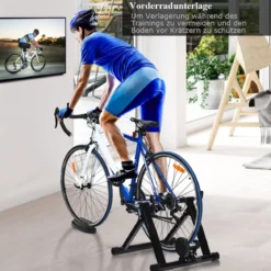 Rollentrainer klappbar Cycletrainer aus Stahl Fahrradtrainer Schnellspannhebel und Double-Locking-System Schwarz