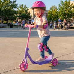 Roller Kinder Dreirad Kinderroller mit Leuchtenden LED-Rädern für Kinder ab 2 Jahren Lila