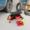 Rollhocker für Mechaniker Schwerlast-Werkstatthocker auf Rollen mit ausziehbarer Schublade & 2 Fachteilen 135 kg Kapazität Schwarz