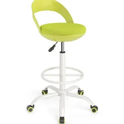 Rollhocker Höhenverstellbar Drehhocker mit Rollen 88-100 cm Arbeitshocker mit Kunstleder bezogener Sitz Grün