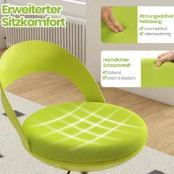 Rollhocker Höhenverstellbar Drehhocker mit Rollen 88-100 cm Arbeitshocker mit Kunstleder bezogener Sitz Grün