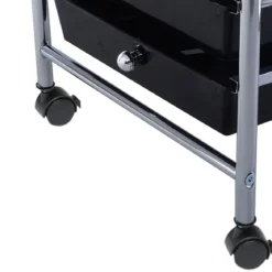 Rollwagen Bad Rollcontainer Beistellwagen mit 10 Schubladen Transparent/Bunt/Schwarz/Gelb 33 x 37 x 86 cm