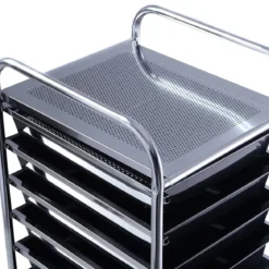 Rollwagen Bad Rollcontainer Beistellwagen mit 10 Schubladen Transparent/Bunt/Schwarz/Gelb 33 x 37 x 86 cm