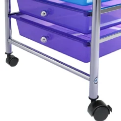 Rollwagen Bad Rollcontainer Beistellwagen mit 10 Schubladen Transparent/Bunt/Schwarz/Gelb 33 x 37 x 86 cm