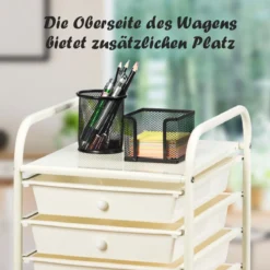 Rollwagen Bad Rollcontainer Beistellwagen mit 10 Schubladen Transparent/Bunt/Schwarz/Gelb 33 x 37 x 86 cm