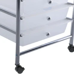 Rollwagen Bad Rollcontainer Beistellwagen mit 10 Schubladen Transparent/Bunt/Schwarz/Gelb 33 x 37 x 86 cm