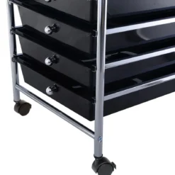 Rollwagen Bad Rollcontainer Beistellwagen mit 10 Schubladen Transparent/Bunt/Schwarz/Gelb 33 x 37 x 86 cm