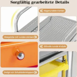 Rollwagen mit 6 Stapelbaren Schubladen & Leichtgängigen Schienen Rollcontainer Regenbogen Bunt