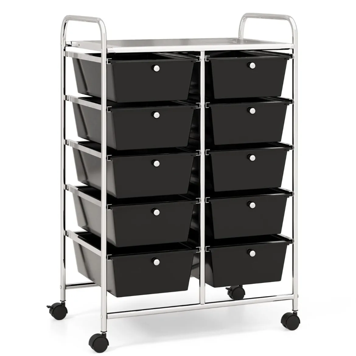 Rollwagen mit 10 Stapelbaren Schubladen Schubladenwagen Rollcontainer Badrollwagen