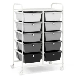 Rollwagen mit 10 Stapelbaren Schubladen Schubladenwagen Rollcontainer Badrollwagen